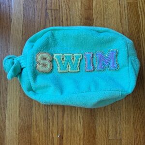 Stoney Clover Lane x Target Teal Terry Cloth "SWIM" Patch Large Pouch